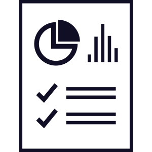 document with stats; financial reporting icon
